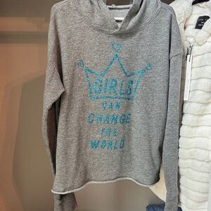 Justice Gray Hoodie with Blue Graphic